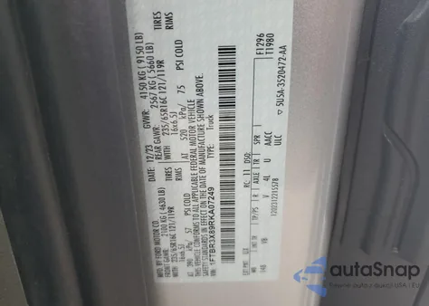 2024 Ford Transit T-250 z USA, uszkodzony, nr VIN 1FTBR3X89RKA07249